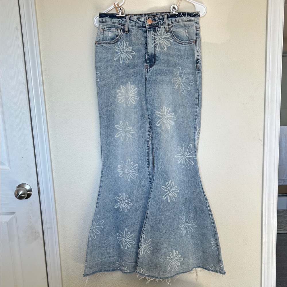 Wild Fable Light Blue Floral Flare Jeans